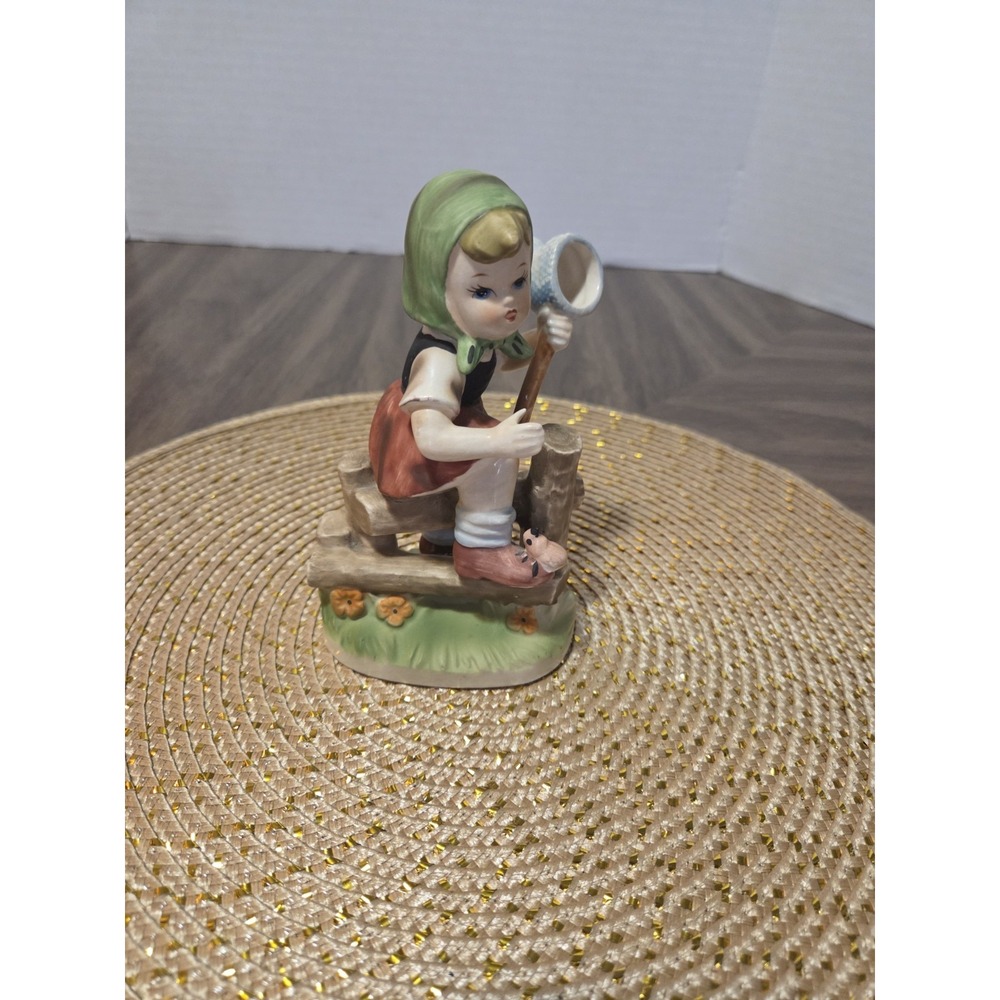 vintage mid-century hand-painted bisque porcelain figurine